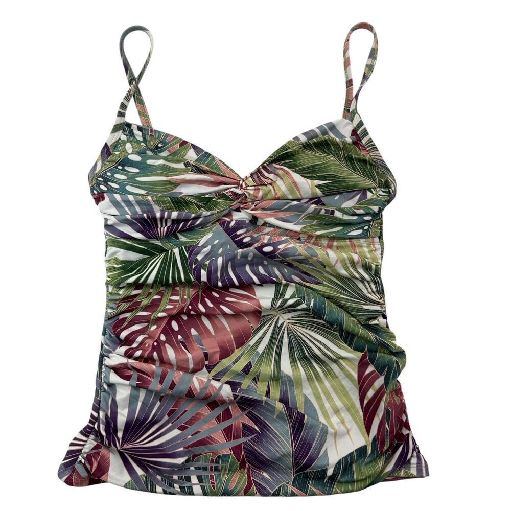 NEW Bleu Rod Beattie It's a Breeze Ruched Tankini Swim Top Woman 6 Palm Hawaiian